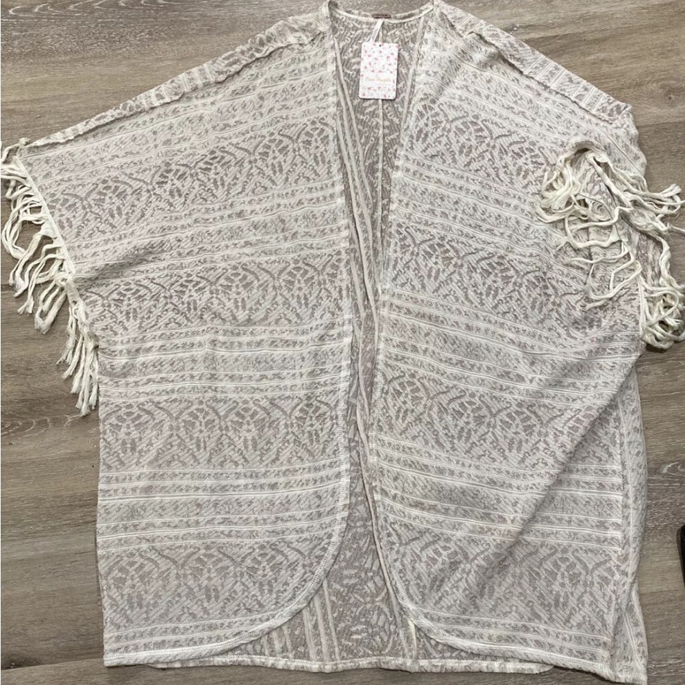 Free People Print Ivory & Rose Gold Open Front Kimono M/L NWT Rare 2014!!